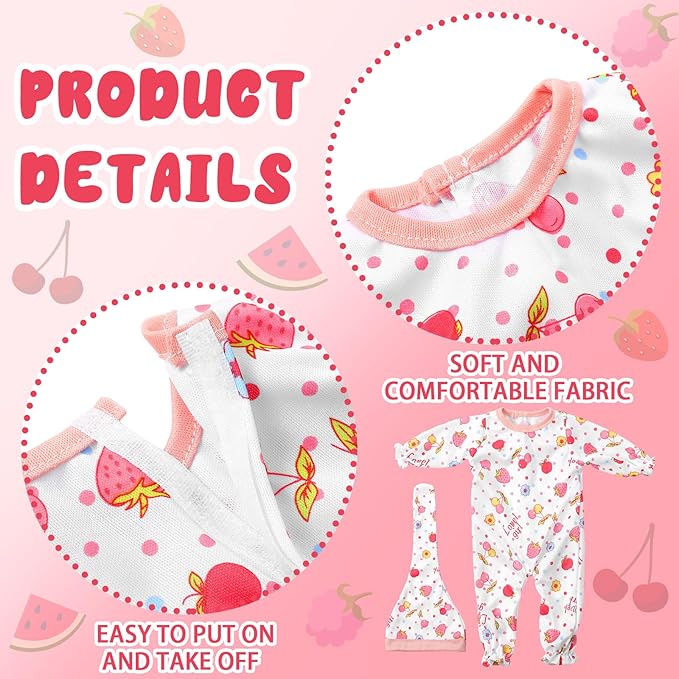 Fourluoo 6 Sets Baby Dolls Clothes 18 Inch Reborn Baby Doll Outfit Accessories Jumpsuits with Hats for Party Game Gifts(Simple Style)