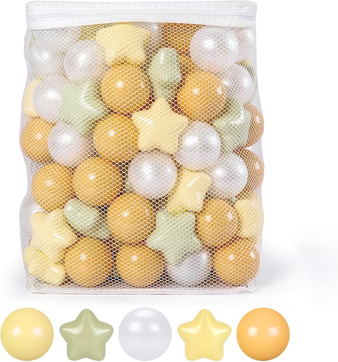 STARBOLO Star Ball Pit Balls for Toddlers- 100Pcs Crush Proof Plastic Toy Balls for Toddler Ball Pit, Ball Pit Play Tent, Baby Pool Water Toys, Kiddie Pool, Party Decoration, Photo Props.