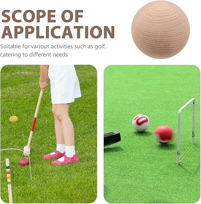 TOYANDONA Beech Wood Croquet Golf Ball Set 3Pcs for Outdoor Lawn Games Backyard Family Fun Durable Round Balls for Multiple Players
