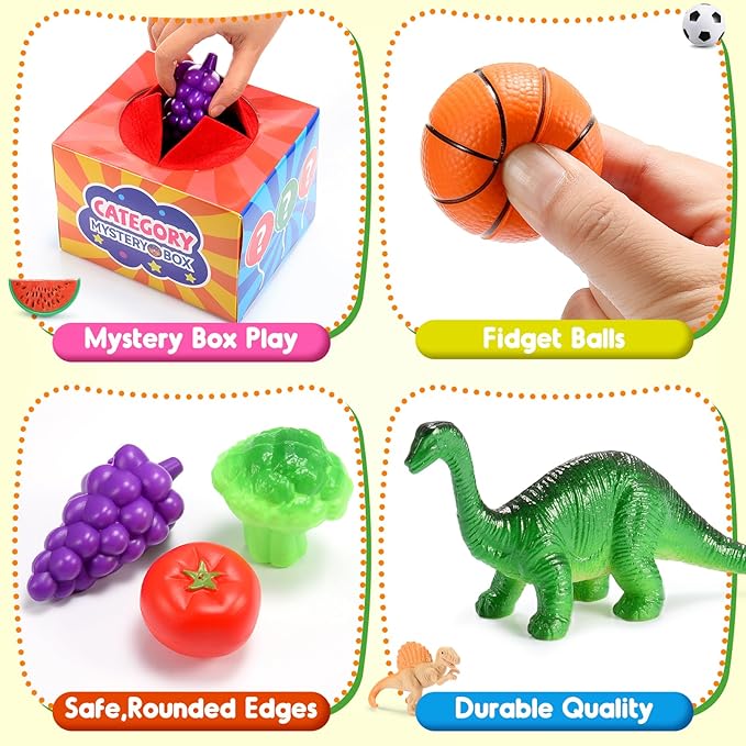 Montessori Toys for 3 4 5 6 Year Olds Boys & Girls | 58-Piece Fun Sorting Games with Mystery Box | Engaging Preschool Learning & Speech Therapy Toys | Great Birthday for Grandkids