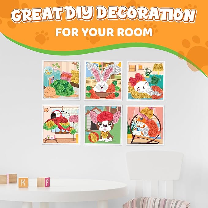 jackinthebox Poke Poke Art – Pets Theme, Mess-Free Fabric Art and Craft, Flower Pressing Kits, Gift for Kids, Girl Gifts, Boy Gift, Easter Gifts for Girls and Boys Ages 4 5 6 7 8