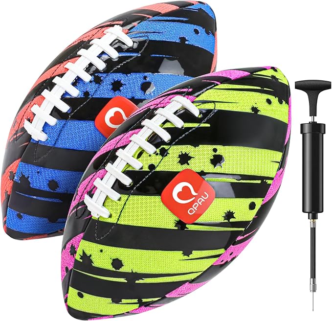 QPAU Waterproof Football, 2 Pack 10 Inches Outdoor Games for Adults and Kids, Fun Swimming Pools Toys and Accessories for Beach Lake Park Backyard