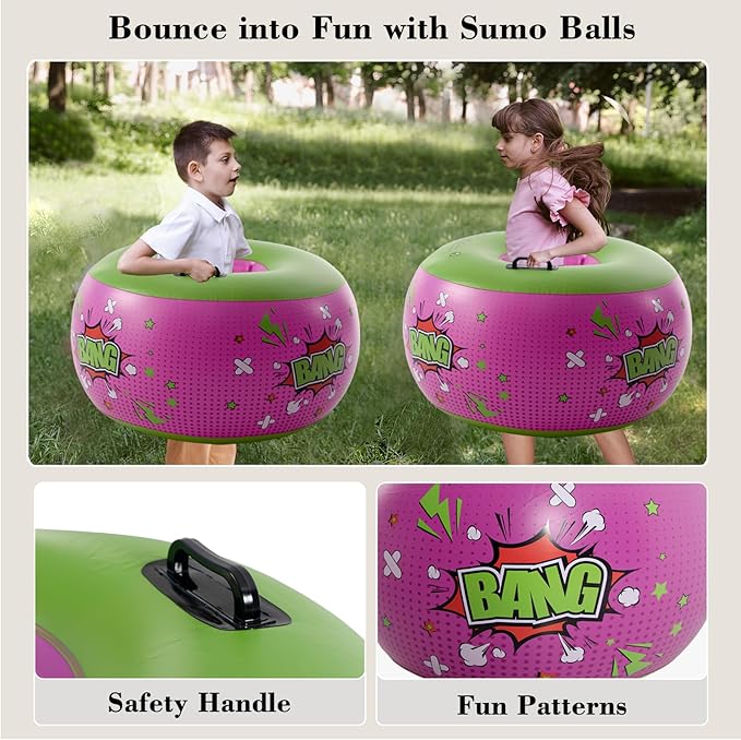 DIMAR GARDEN 2 Pcs Sumo Balls, Inflatable Bubble Bounce Ball for Outdoor Fun, Lawn Game Play