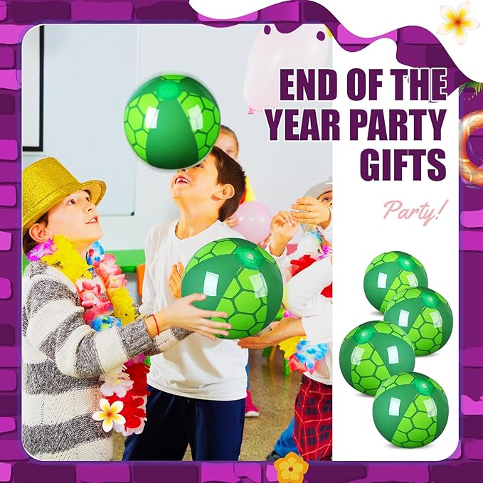 Leyndo 6 Pack Turtle Themed Beach Ball for Kids 7.87" Bulk for Summer Pool and Beach Game Gifts and Birthday Party Supplies and End of The Year Class Party Decoration Favors