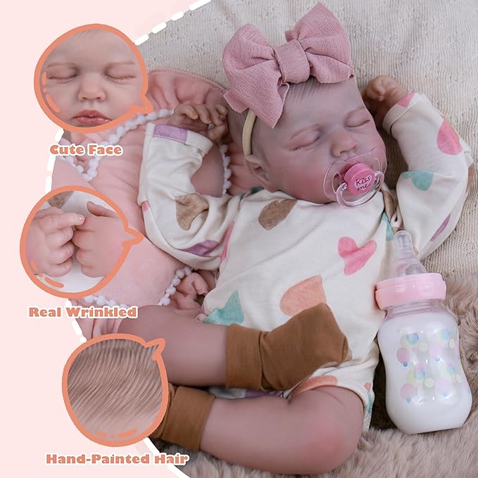 Milidool Realistic Reborn Baby Dolls - 20 Inch Cute Soft Vinyl Newborn Baby Doll Poseable Real Life Baby Dolls with Complete Accessories Toy for 3+ Years Old Girls Gifts, Pretend Play, Collection
