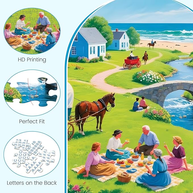 500 Piece Jigsaw Puzzles for Adults, Charming Picnic Jigsaw Puzzles, Vibrant and Relaxing 500 Piece Puzzle, Perfect for Family Time, Home Wall Decor, Great Gift for Adults, Seniors, 20.5 x 15 in