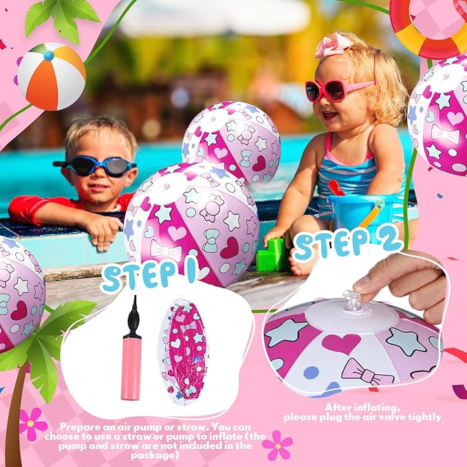 12 Pack Hello Cat Beach Ball 8.5 in Inflatable Beach Balls Bulk for Kids & Adults Cartoon Swimming Pool Toys Pool Party Favors for Birthday Summer Outdoor
