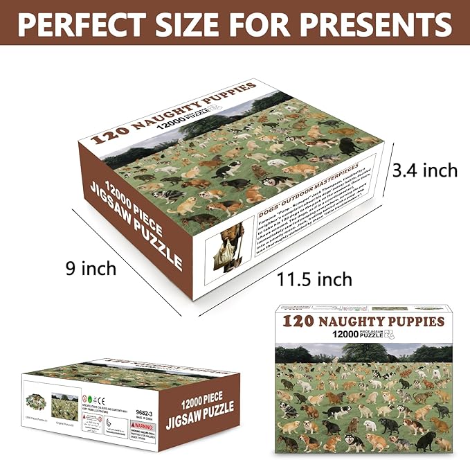 Prank Gift Box, Naughty Puppies Theme, Wrap The Actual Gifts with a Prank Empty Gag Box, Funny Christmas Gag Presents Ideas for Dad Men Boyfriend (Pack of 1)