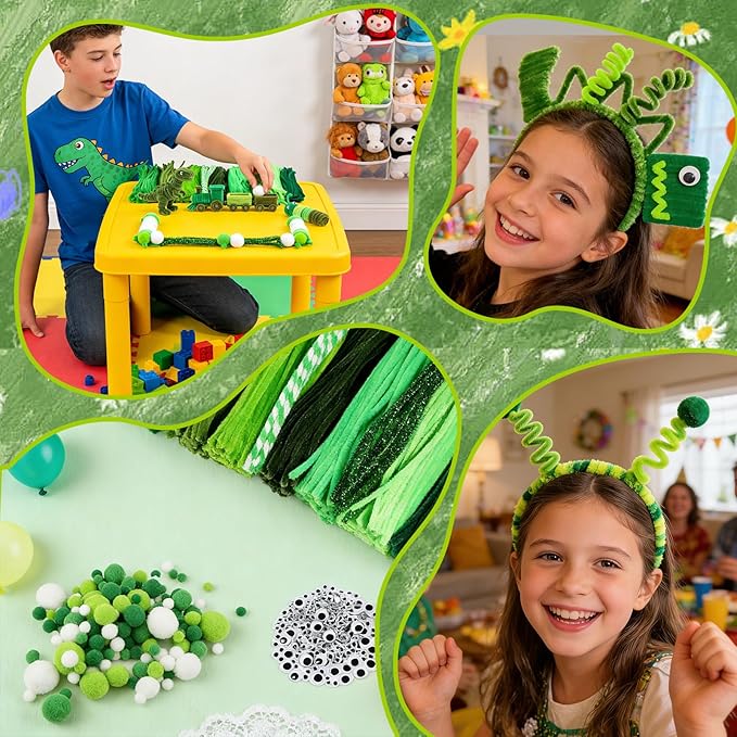 X Hot Popcorn 790 Pcs Pipe Cleaners Green Pipe Cleaners Bulk Pipe Cleaners Craft Chenille Stems for DIY Art Craft St. Patrick's Day Party Decorations
