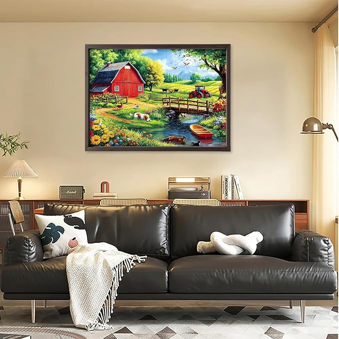 1000 Piece Farm Barn Jigsaw Puzzle for Adults, Fields Grass Puzzles for Adults 1000 Pieces, Challenging Puzzle for Friends Family Activity Game Nights, Finished Size 27.6" x 19.7"