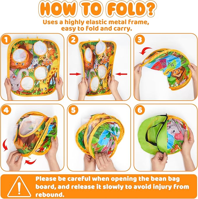 3 in 1 Bean Bag Toss Outdoor Toys for Toddlers Kids, Cornhole Outside Toys, Carnival Game Toodler Outdoor Indoor Gift for Birthday or Christmas for Ages 3-12 (Animal)