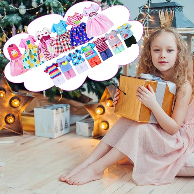 26 PCS for Mini 6 Inch Doll Clothes and Accessories Include 4 Tops, 4 Pants, 4 Dresses, 2 Shoes, Pink Sunglasses 1 Skate and 14 Life Accessories for 5.3 Inch - 6 Inch Dolls