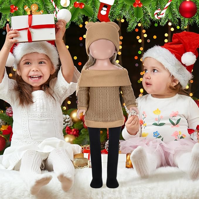 Geyoga 3 Set 12 Pcs Winter Doll Clothes 18 Inch Fashion Doll Sweater and Accessories Suit Pants Shoes Outfits for Xmas Party Birthday Gifts, Dolls are Not Included