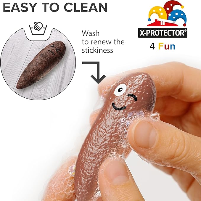 X-Protector Rubber Poop Slingshot - 12 PCS Pack Flying Fake Shot Finger Slingshot Toy - Squishy Poo Sling Shot Toys for Kids - Funny Poop Emoji Squishy Game!