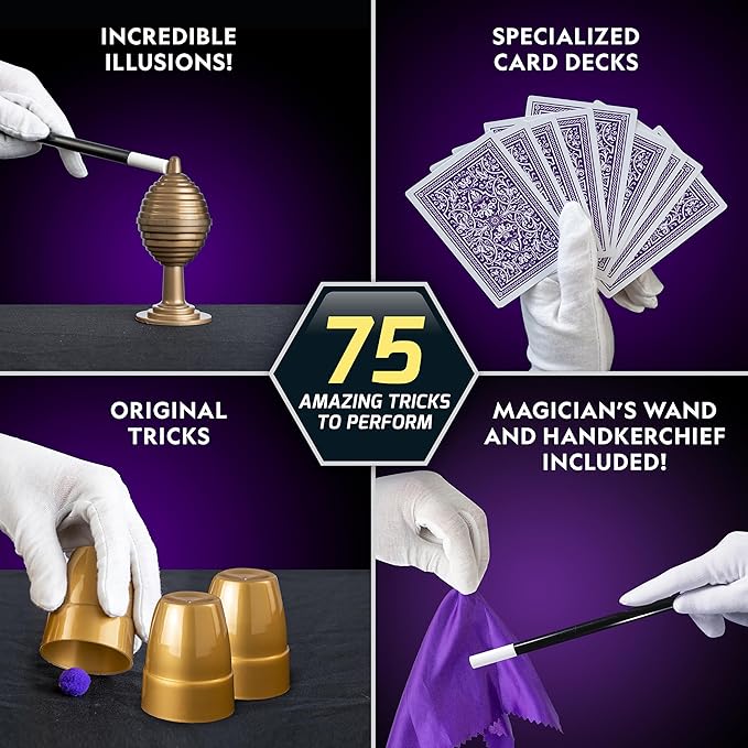 National Geographic Mega Magic Set - More Than 75 Magic Tricks for Kids to Perform with Steps, Video Instructions for Each Trick Provided by a Professional Magician (Amazon Exclusive)