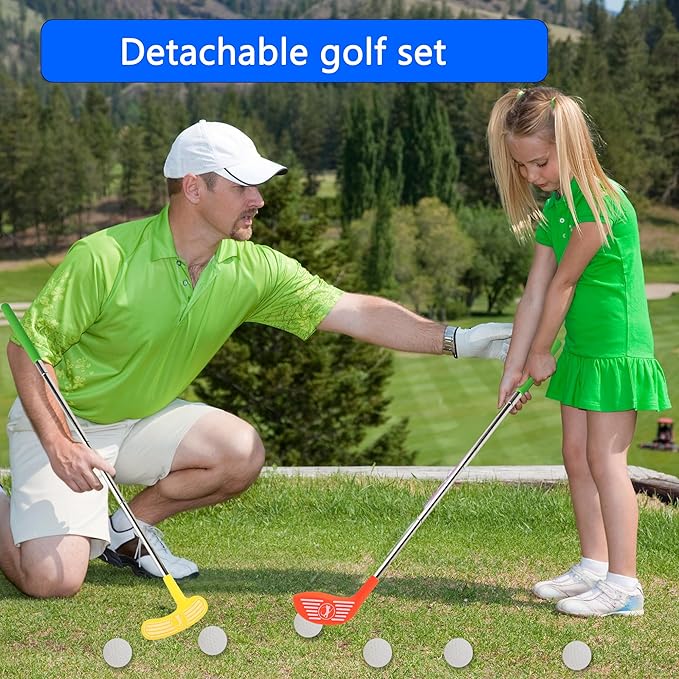 9 Pcs Kids Plastic Mini Golf Set Include 3 Scalable Golf Clubs and 6 Balls for Toddlers Outdoor Indoor Birthday Christmas Party Gifts, 3 Colors