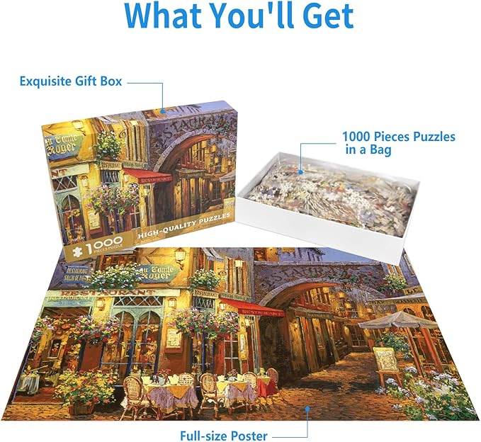 1000 Piece Puzzle for Adults Venice Puzzles for Adults 1000 Pieces Blooming Streets Jigsaw Puzzles 1000 Pieces Venice Street with Flowers Puzzle 1000 Pieces Venice Scene 1000 Piece Puzzle 1000 Puzzle