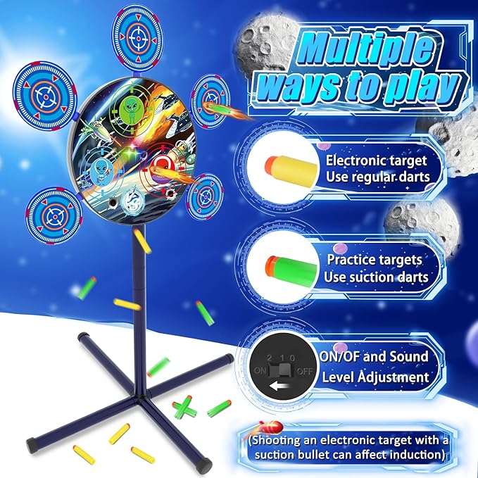 Shooting Game Toy for 4 5 6 7 8 9 10+ Boys Kids - 1 Digital Shooting Target with 2 Toy Guns& 40 Foam Darts Shooting Toys for Nerf Kids Indoor Outdoor Game Toys for Birthday Halloween Xmas Gifts