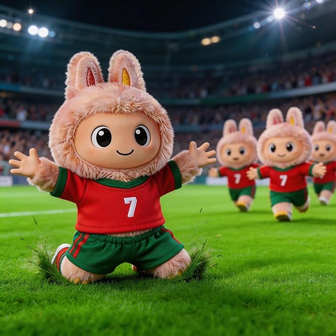Sports-Themed Football 3-Piece Set,is Suitable for a 17cm Dolls, Dolls Clothing Accessories （ NO.7 Red&Green 【 Key Point 】： Only Clothes, no Dolls.