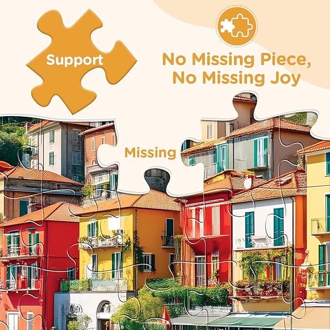 500 Piece Puzzle for Adult,Lake Como Scenery Italy Jigsaw Puzzle for Adults Seniors,Puzzle with Letters on Back,Interlock Perfectly No Dust,Challenging Family Activity Game Gift for Family,20.5*15 In