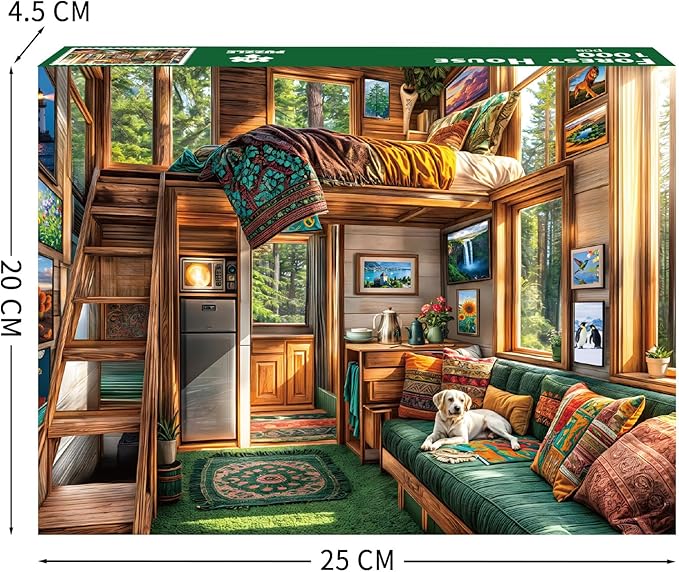 Forest House Puzzles for Adults 1000 Pieces, Letters on Back, Hard Difficult Challenging, Precise Interlocking Pieces, Home Wall Decoration & Ideal Gift