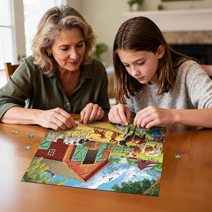 Sutinban Spring Farm Animal Jigsaw Puzzles for Adults 500 Pieces, Challenging Country Life Cows, Dogs, Chickens Puzzles for Adults Seniors, Family Game Decor Birthday Gift