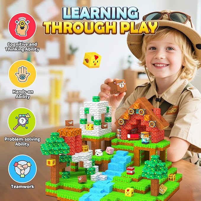 Coodoo Magnetic Blocks, Magnet Tiles Building Blocks STEM Montessori Toddler Kids Toys for Boys Girls Ages 3+, Educational Construction Outdoor Toys, Classroom Must Have Learning Sensory Gifts