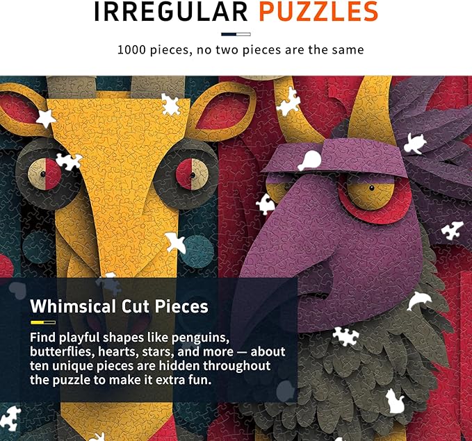 1000-Piece Puzzle for Adults - Relaxing Jigsaw Puzzle for Adults, Fun and Challenging Jigsaw Puzzles, Animal Gentlemen Puzzle, 19.25 x 26.65 in