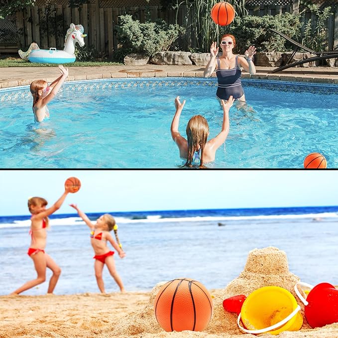 40Pcs 5" Inch Mini Basketball Balls Bulk Small Basketball Set with Pump, PVC Small Basketballs for Over The Door Hoop Games Party Favors Indoor Outdoor Play Adults Kids Pool Beach