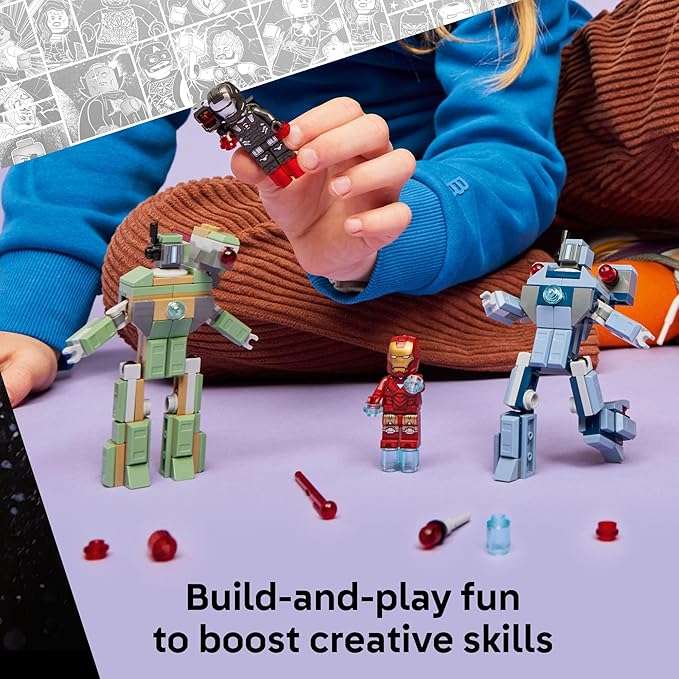 LEGO Marvel Iron Man & War Machine vs. Hammer Drones Building Toy - Pretend Play Set W/ 2 Toy Minifigures - Kids Building Blocks for Boys & Girls, Ages 7+ - Gift Idea for Birthdays - 76320