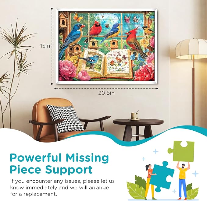 Jigsaw Puzzles for Kids Adults Seniors 300 Pieces, Bird Book 300 Pieces Adult Puzzle, Challenging Yet Relaxing Pieces Puzzle Game for Kids Adults Seniors, Thick Cardboard Jigsaw Puzzle