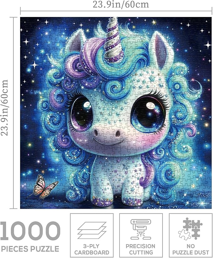 Fantasy Horse Star Puzzle 1000 Pieces for Adults, Magic Cute Animal Galaxy Jigsaw Puzzle, Starry Night Jewel Puzzles