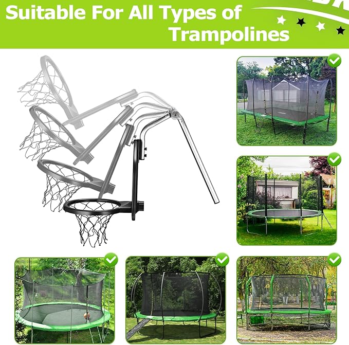 Trampoline Basketball Hoop, with Pump and Mini Balls, Easy to Assemble Sturdy for Dunk Fit, Waterproof, Accessory of Trampoline