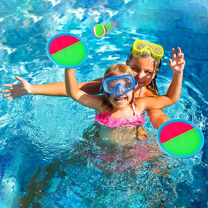 Ayeboovi Toss and Catch Ball Game Outdoor Beach Pool Kids Toys Outside Lawn Yard Games for 3 4 5 6 7 8 9 10 11 12 Year Old Girls Boys Toys Birthday Gift Easter Basket Stuffers (2 Paddles 2 Balls)