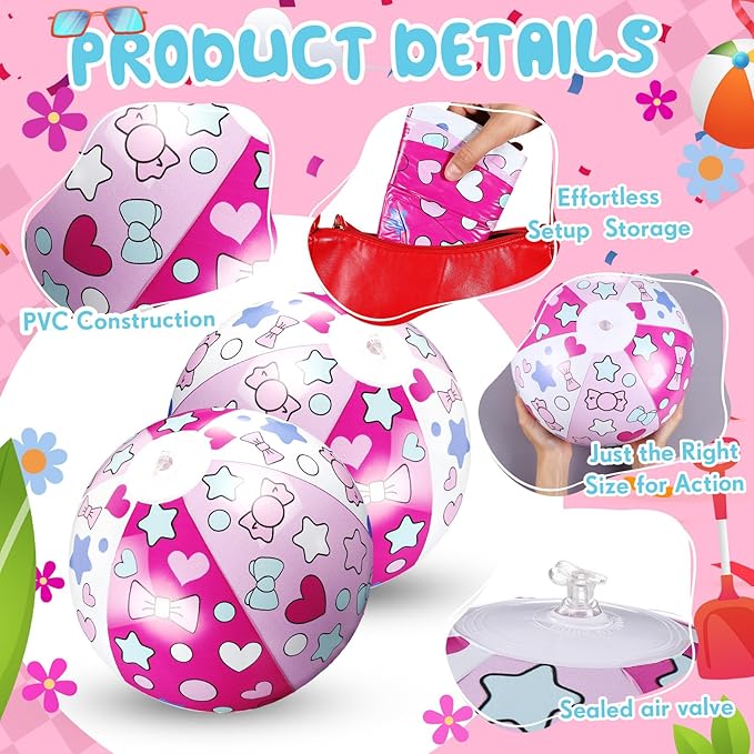 12 Pack Hello Cat Beach Ball 8.5 in Inflatable Beach Balls Bulk for Kids & Adults Cartoon Swimming Pool Toys Pool Party Favors for Birthday Summer Outdoor
