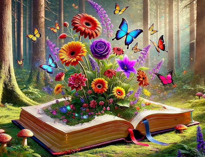 Springbok Books Brought to Life 500 Piece Jigsaw Puzzle for Adults - Book and Flower Puzzle - Unique Cut Pieces - Made in USA