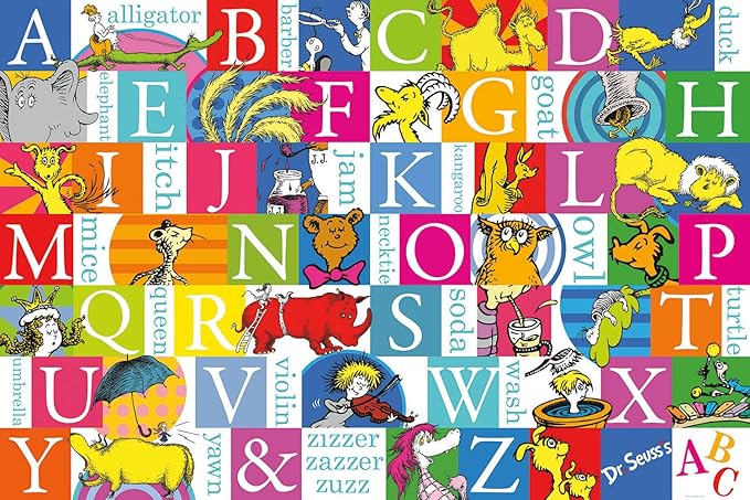 Buffalo Games Dr. Seuss Alphabet 50 PC Floor Puzzle - Family Fun Extra Large Jigsaw - Finished Size is 3' x 2'