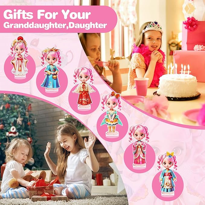 PainZieteg Magnetic Dress Up Dolls,Paper Dolls for Girls Ages 4-10,DIY Princess Magnetic Dress-Up Doll Pretend Play Set, Great for Girl Birthday (Liz)