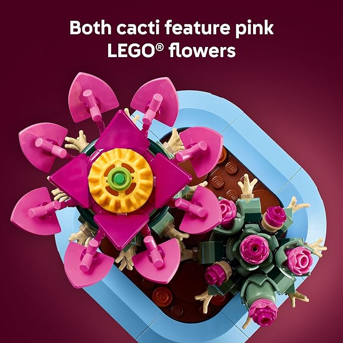 LEGO Botanicals Flowering Cactus Building Toy - Crafting Kit for Girls & Boys, Ages 9+ - Gift for Birthdays - Cactus Room Decor for Display for Bedroom or Book Shelf - 11509