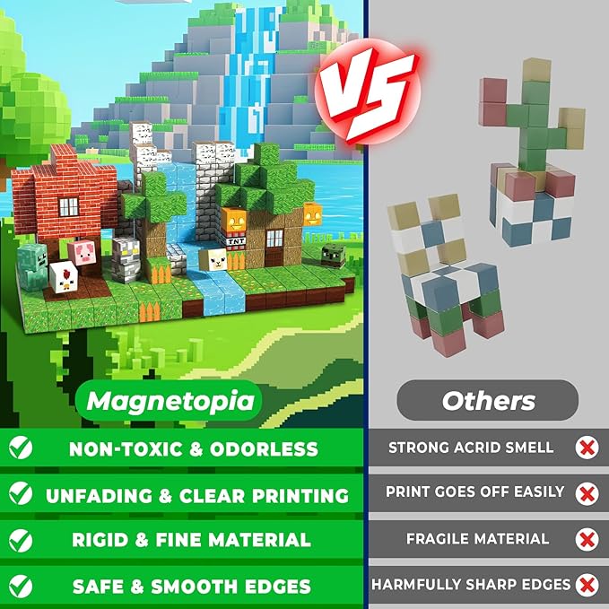 300 PCS Magnetic Blocks - Magnetic Building Blocks Cubes, Magnet Toys for Kids Age 3+, Toy Building Set for Kids, Magnets Stacking Construction Easter Birthday Gifts for Boys Girls Age 4-8, 8-12