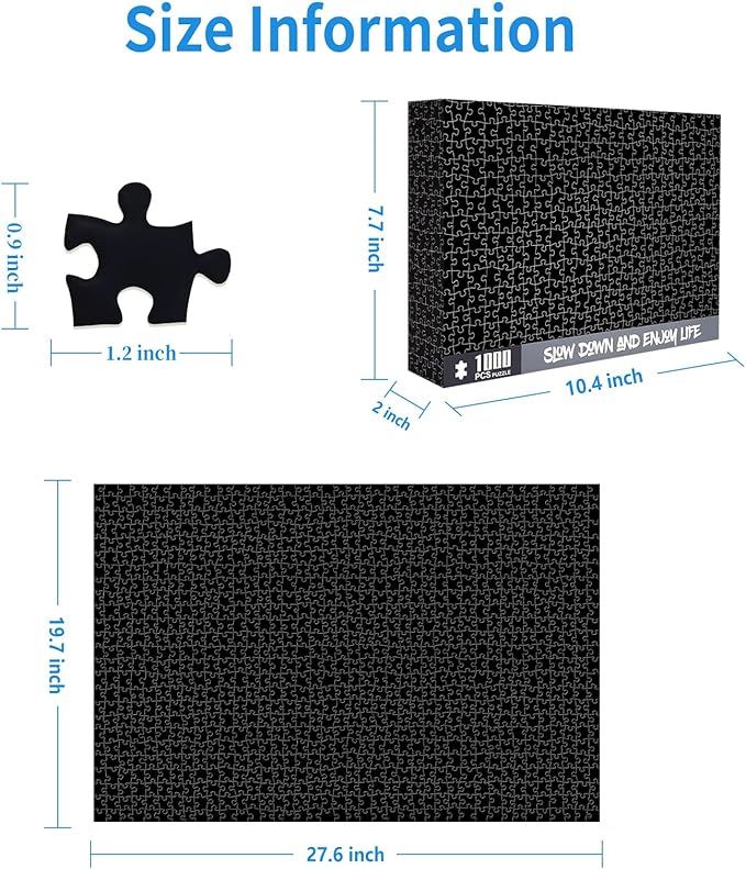 1000 Piece Puzzle for Adults, Black Jigsaw Puzzles 1000 Pieces with Letters on Back, Impossible Difficult Hard Puzzles for Adults Seniors Teens Challenging Gift, Finished Size 27.6 x 19.7 inches