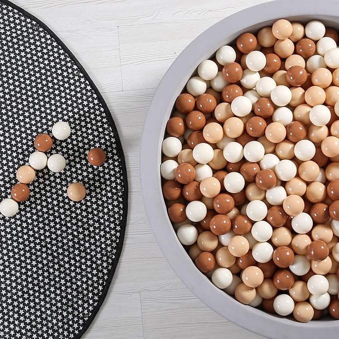 GOGOSO Ball Pit Balls for Toddler, Baby Plastic Playballs Kids Soft Pastel Pelotas Non-Toxic BPA-Free,Cream Coffee+Khaki+White,100 Balls