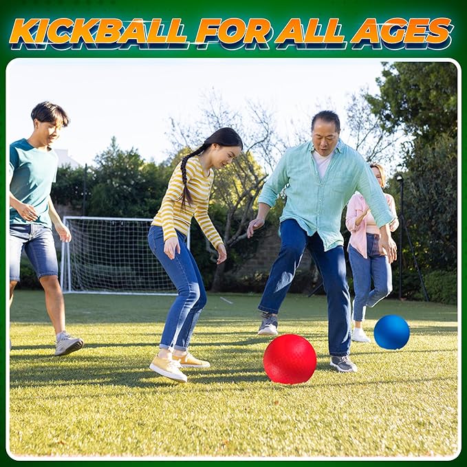 Red & Blue Kickball Set - (8.5 Inch) with Pump for Toddlers Kids & Adults - Indoor & Outdoor Gym Sports Toys - Fun Playground Balls for Kids Dodgeball, Four Square, PE, Games, Recess and More