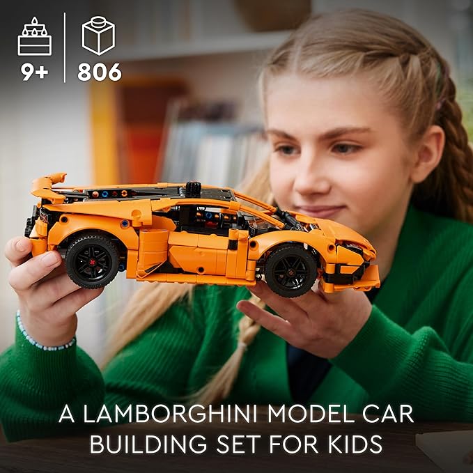 LEGO Technic Lamborghini Huracán Tecnica Orange Toy Cars - Building Toys for Boys & Girls, Ages 9+ - Gift for Easter Basket - Kids Bedroom and Desk Decor - 42196