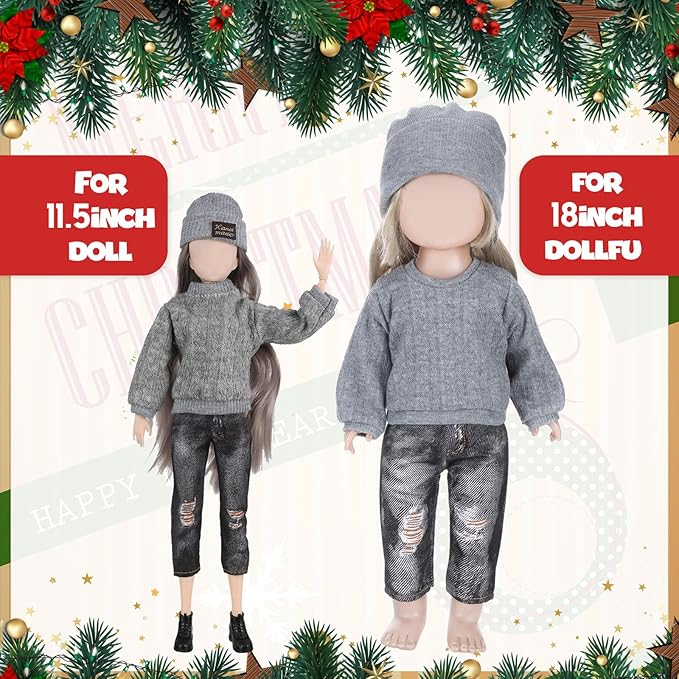 Bencailor 6 Pcs Doll Clothes Doll Accessories Include Sweater Pants Shoes Hat for Birthday Gift(Classic,18 Inch)