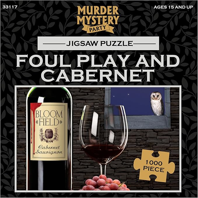 Murder Mystery Party – Foul Play & Cabernet 1000 Piece Jigsaw Puzzle with Mystery Story Booklet, Adult Murder Mystery Puzzle Game, Wine-Themed Puzzle for Ages 15+