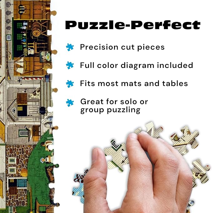 Buffalo Games – Charles Wysocki The Farm 500 Piece Jigsaw Puzzle for Adults -Challenging Puzzle Perfect for Game Nights - Finished Size is 21.25 x 15.00 – Precision-Cut Pieces, Beautiful Artwork