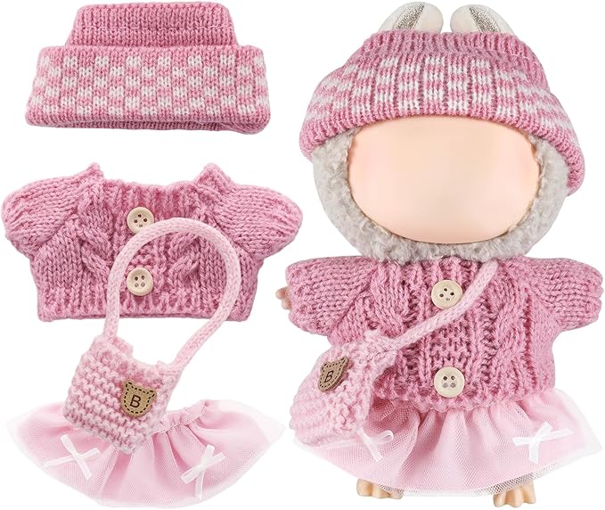 GAGAKU 17cm Doll Clothes Outfit Set, 6.7 inch Mini Dolls Stylish Dress-Up Replacement Clothing, Collectible Accessories, Doll Not Included - Pink Style