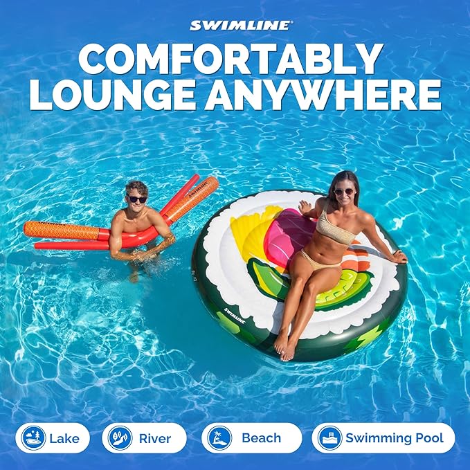 SWIMLINE ORIGINAL Sushi & Chopsticks Set Pool Float – Durable Vinyl Lounger for Adults & Teens – Fun Pool Float for Lake, Beach, or Backyard – Easy to Inflate and Store