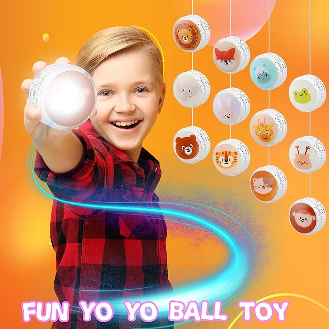 24 Pcs Light up Yo Yo Bulk Animal Beginner Responsive Yo Yo Balls Birthday Party Favors Christmas Stocking Stuffers Classroom Prizes
